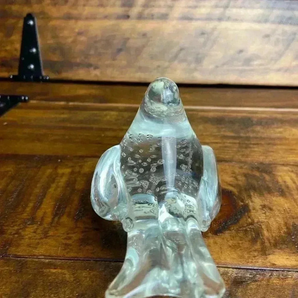Vintage Clear Art Glass Bird Paperweight Figurine Controlled Bubbles Bullicante - Picture 5 of 8